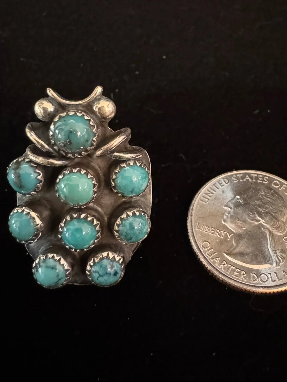 Turquoise Cluster Statement Ring - Blue-Green Gemstones sterling silver